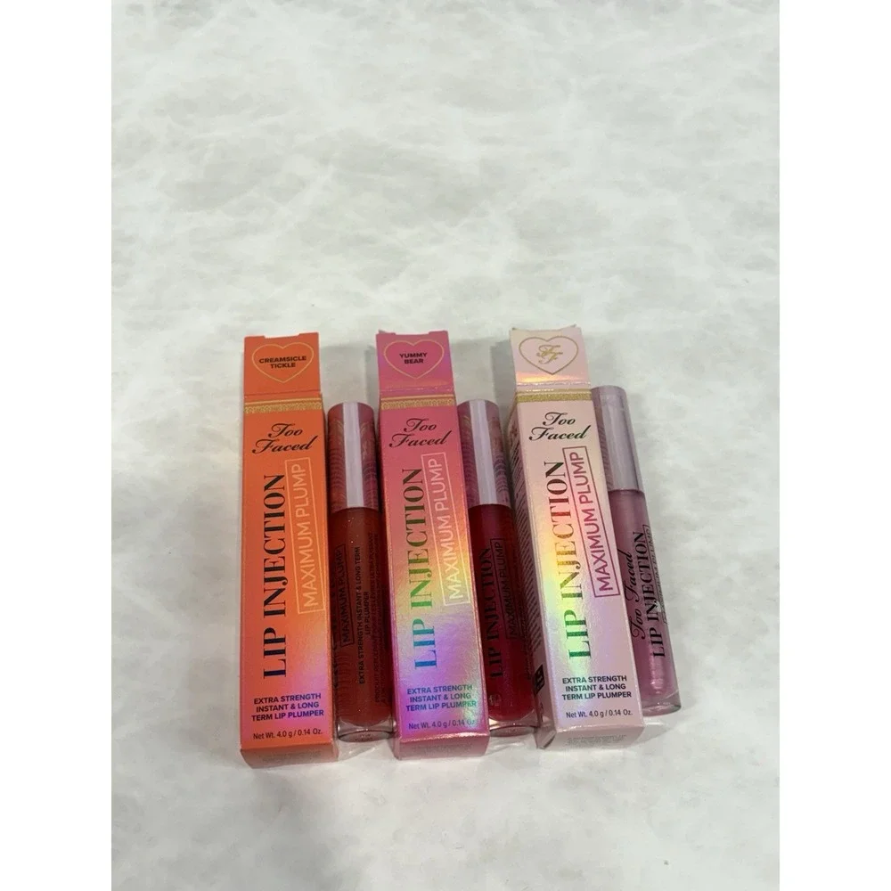 Too Faced Lip Injection Maximum Plump Lot‎ of 3 Full Size Creamsicle Yummy Bear